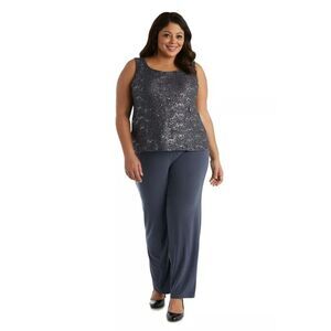 R&M RICHARDS WOMAN Womens Gray Stretch Wear To Work Straight leg Pants Plus 22W